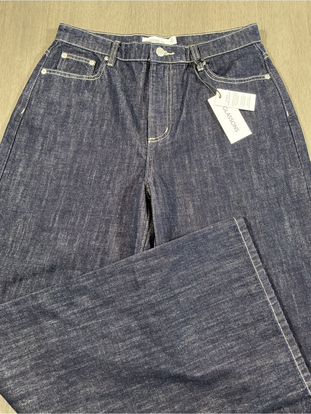 NWT Glassons Raw Indigo Contrast Stitch Straight Leg Jeans Size US 8
